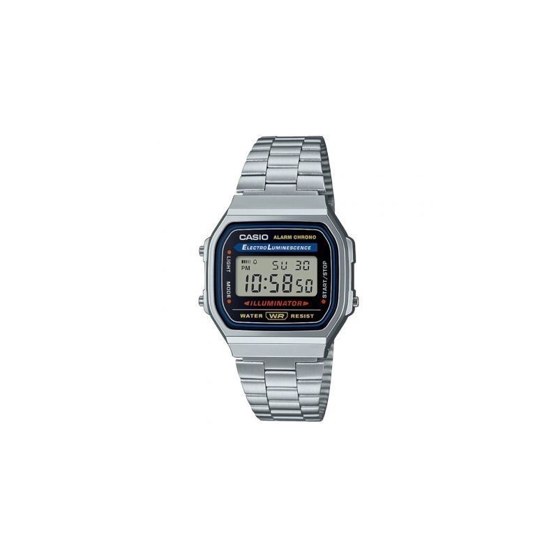 Reloj Digital Casio Vintage Iconic A Wa Yes Mm Negro Y Plata