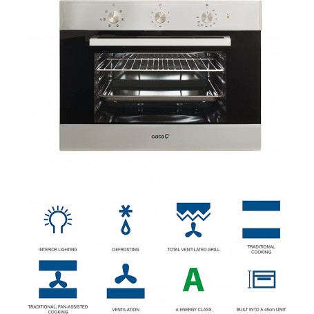 Horno compacto 45 cm Cristal Negro