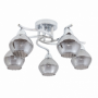 Lampara 5xe14 Smoky Cromo Tulipa Cristal