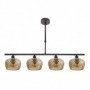 Lampara Estela 4xe14 Marron Regx75x13 Cm C/tulipas  Cristal Tallado Ambar
