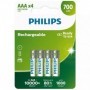 Pack de 4 Pilas AAA Philips R03B4A70/10/ 1.2V/ Recargables