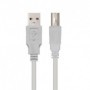 Cable USB 2.0 Impresora Nanocable 10.01.0102/ USB Tipo-B Macho - USB Macho/ 1m/ Beige