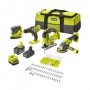 Pack Taladro + Amoladora + Sierra de calar + Lijadora Ryobi ONE+ R18CK4F-252S/ 2 baterías 18V 5,0 y 2,0 Ah/ Cargador 2,0 A/ Bols