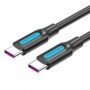 Cable USB 2.0 Tipo-C Vention COTBF/ USB Tipo-C Macho - USB Tipo-C Macho/ Hasta 100W/ 480Mbps/ 1m/ Negro