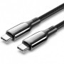 Cable USB 2.0 Tipo-C 5A 100W Vention CTKBH/ USB Tipo-C Macho - USB Tipo-C Macho/ Hasta 100W/ 480Mbps/ 2m/ Negro