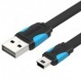 Cable USB 2.0 Vention VAS-A14-B100/ Mini USB Macho - USB Macho/ Hasta 10W/ 480Mbps/ 1m/ Azul y Negro