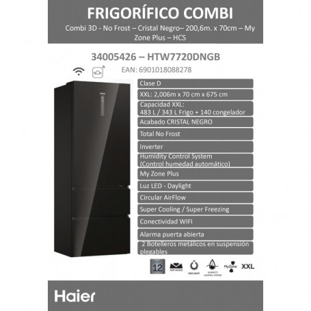 Frigorifico Combi Smeg Fc18xdne Inox 185x60 Display Bandejas Cristal A++