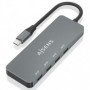 Hub USB Tipo-C Aisens A109-0695/ 4xUSB Tipo-C/ Gris