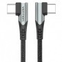 Cable USB 2.0 Tipo-C 90º Vention TANHD/ USB Tipo-C Macho - USB Tipo-C Macho/ Hasta 100W/ 480Mbps/ 50