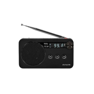 Radio Digital Portátil AIWA RS-77PLL/BK - FM-PLL con RDS, Reproductor USB/Micro-SD, Batería Recargable y Función Alarma
