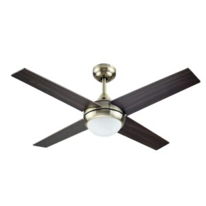 Bastilipo, Mojacar cuero 3 LED, ventilador de techo bronce envejecido de 105 cm con luz 3 LED y mando a distancia