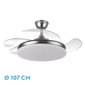 Ventilador Retractil Dc Tridente 59w Niquel Abrila 107 cm
